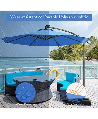 10 Feet Offset Hanging Umbrella with Base and Infinite Tilt