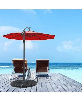 10 Feet 360° Rotation Solar Powered LED Patio Offset Umbrella without Weight Base