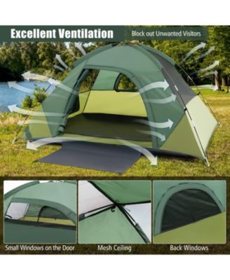 2-Person Camping Tent with Removable Rain Fly and Double-Layer Door - Green