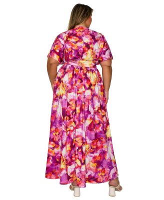 Women's Plus Size Minoa Floral Empire Waist Dress