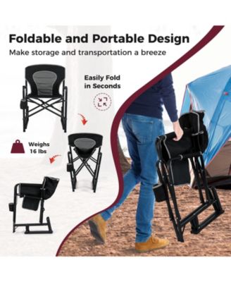 Outdoor Rocker Camping Chair with Dual Springs and Padded Back