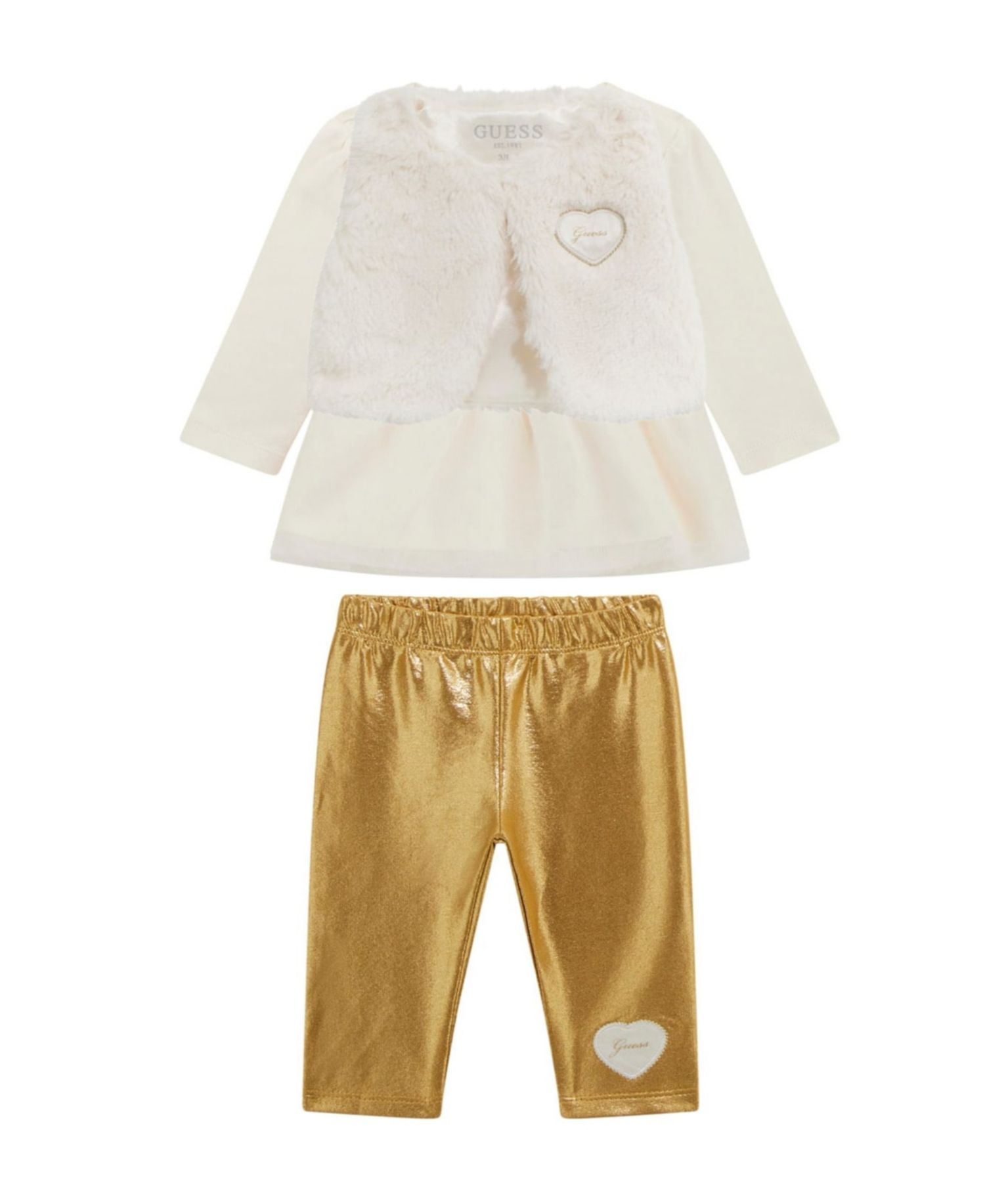 Baby Girls 3-Piece Vest, Long Sleeve Top and Leggings Set