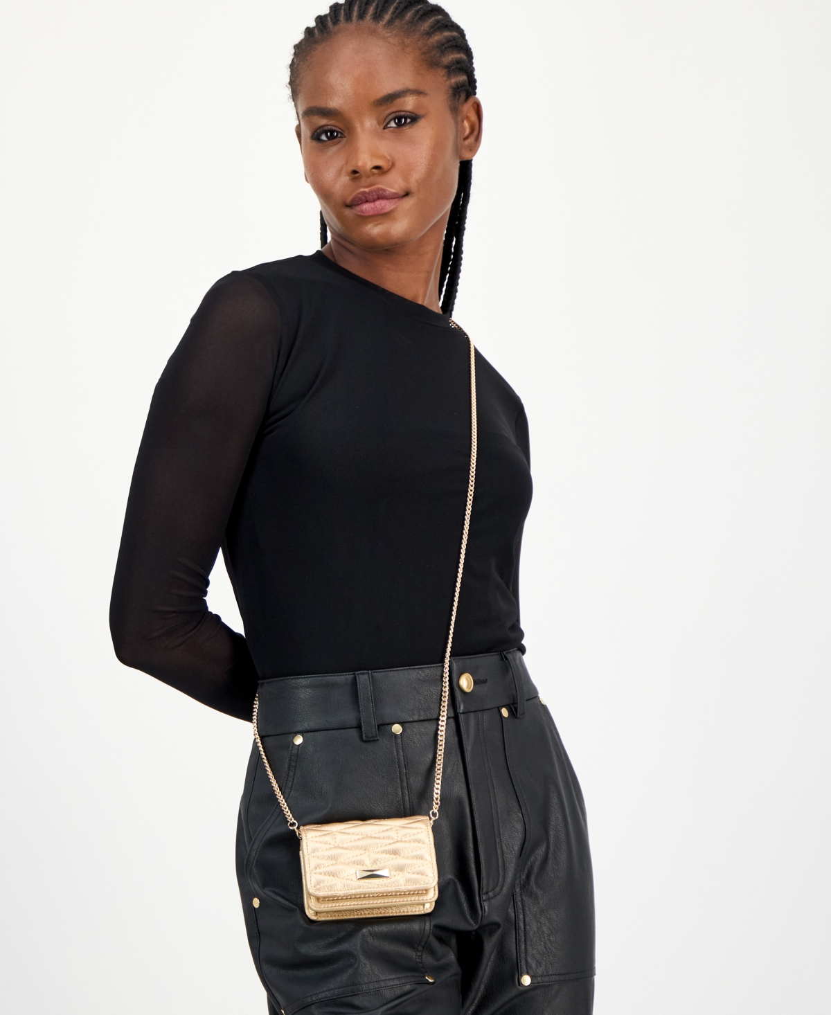 Inc International Concepts Boxed Izzii Ruched Mini Bag, Macy's Exclusive In Neutral