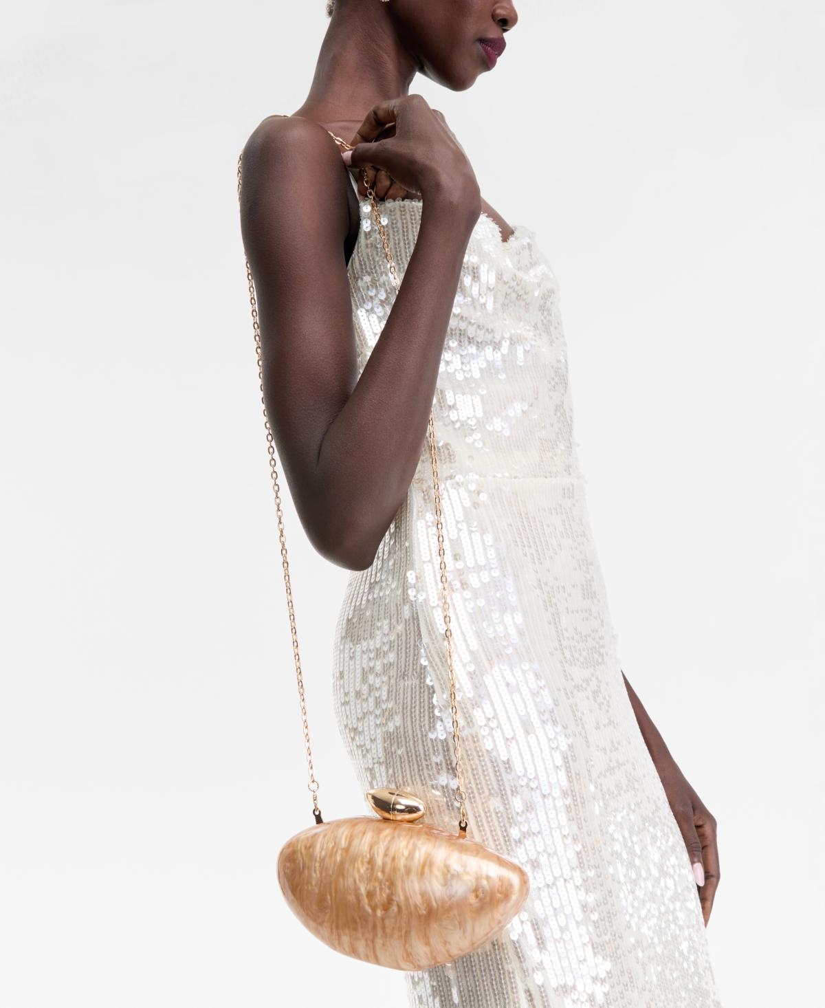 Inc International Concepts Acrylic Shell Clutch, Exclusively At Macy's In Gold