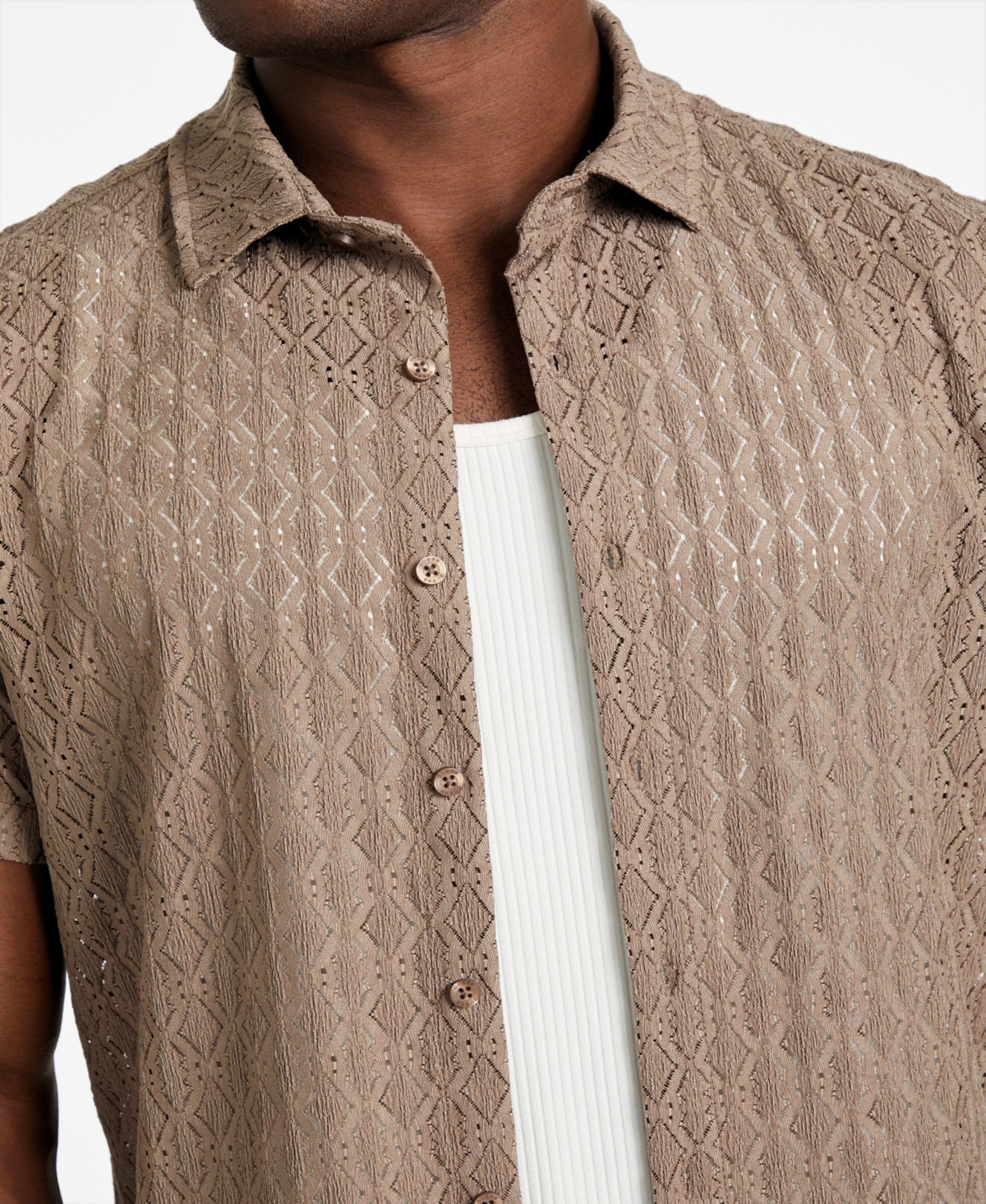 Guess Men's Reeves Woven Short Sleeve Button-up Shirt In Gray