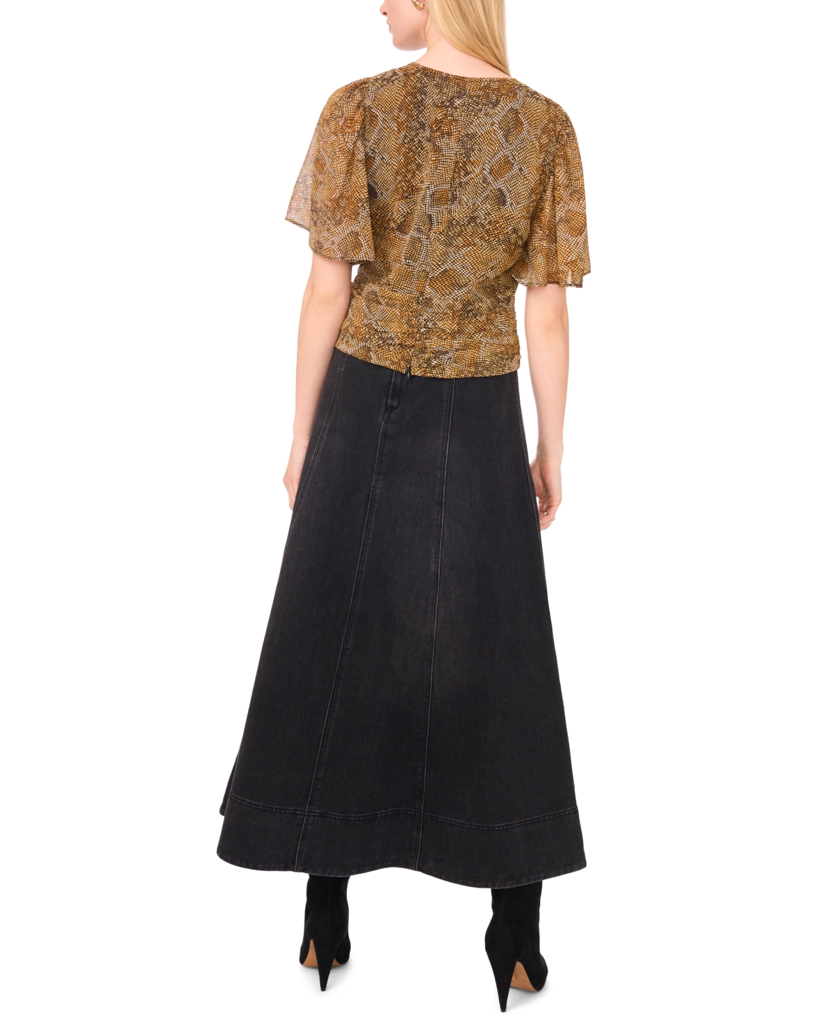 1.state Flutter Sleeve Top In Brown