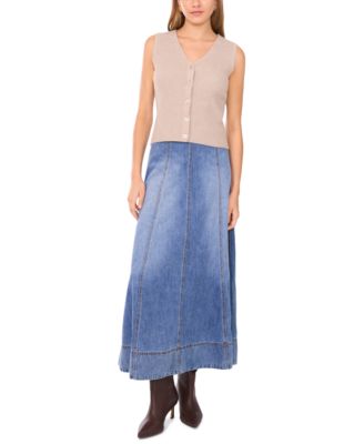 Women's V Neck Button Up Sweater Vest