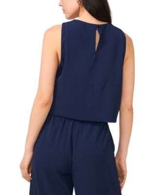 Women's Sleeveless&nbsp;Key Hole Back Crewneck Tank Top