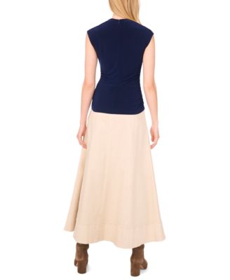 Women's Draped Sleeve Mock Neck Knit Top