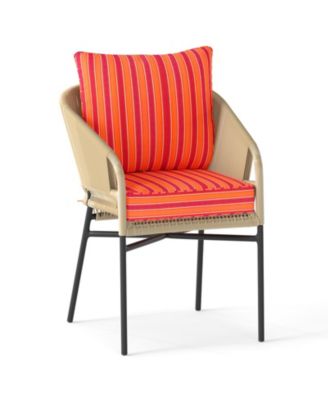 2PCS Deep Seat Chair Cushion Pads Set Indoor/Outdoor with Rope Belts