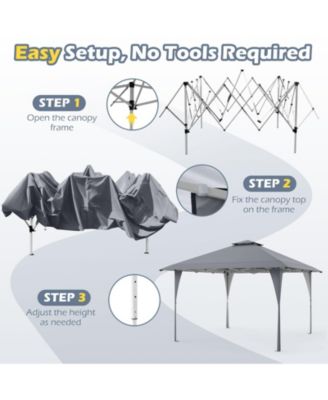 13 X 13 FT Pop up Gazebo with Portable Carrying Bag 8 Stakes and 4 Wind Ropes