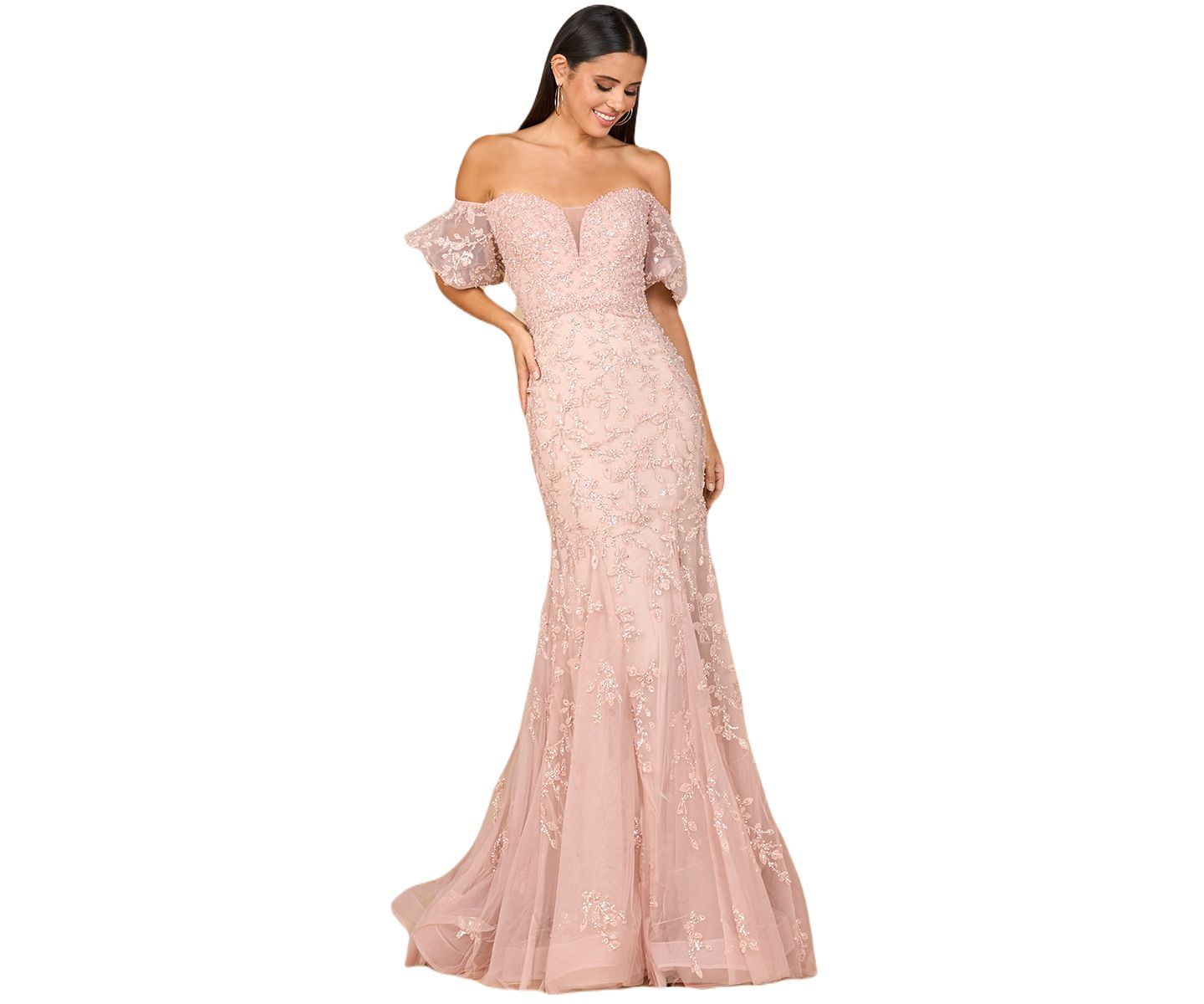 Женские платья Lara Lace, Off Shoulder Mermaid Gown, цвет: Пудровый — фото 1
