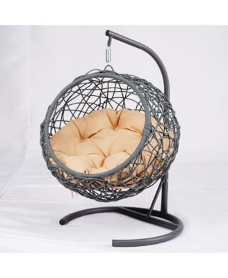 Yellow Cat Swing Bed with Stand and Cushion Indoor Outdoor Hammock for Pets