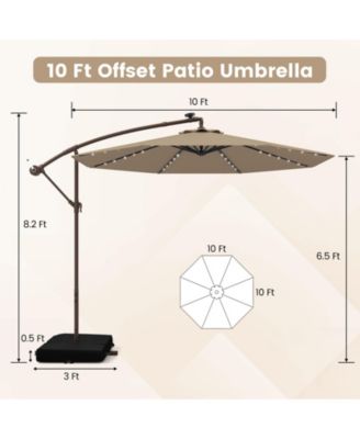 10 Feet Solar Offset Hanging Umbrella with 40 Lamp Beads and Solar Panel