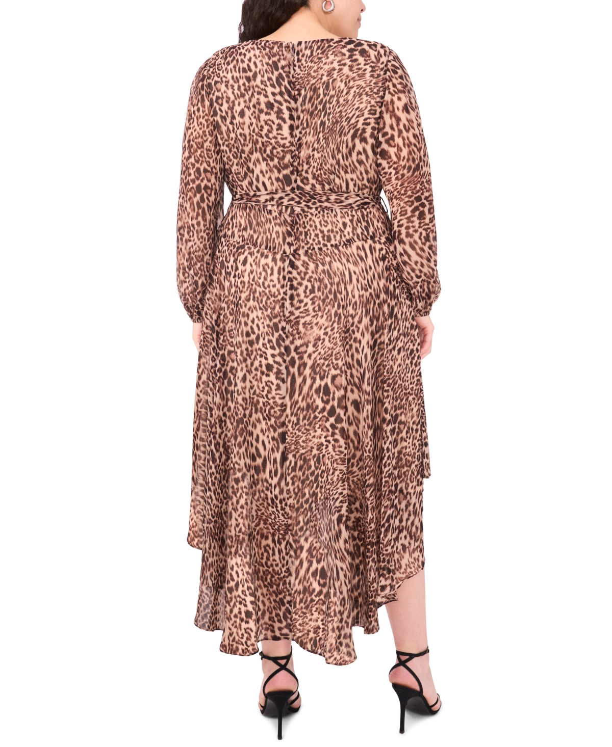 Vince Camuto Plus Size V-neck Tie Waist Maxi Dress In Brown