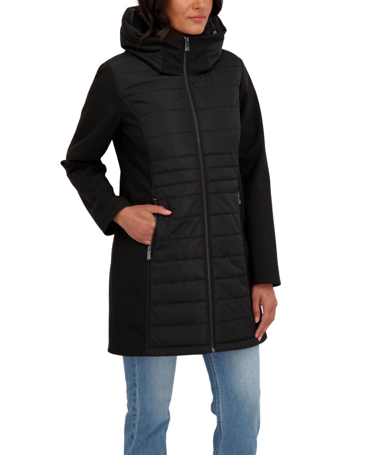 Женские куртки Sebby Collection 3/4 Mix Media Softshell, цвет: Чёрный — фото 5