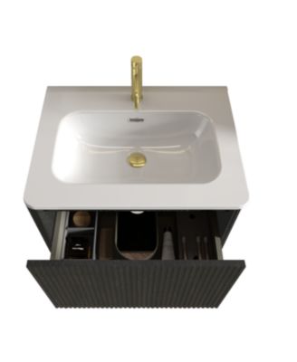 Etna 24" Wall-Mounted Vanity With Ceramic Sink and Striped Wood Grain