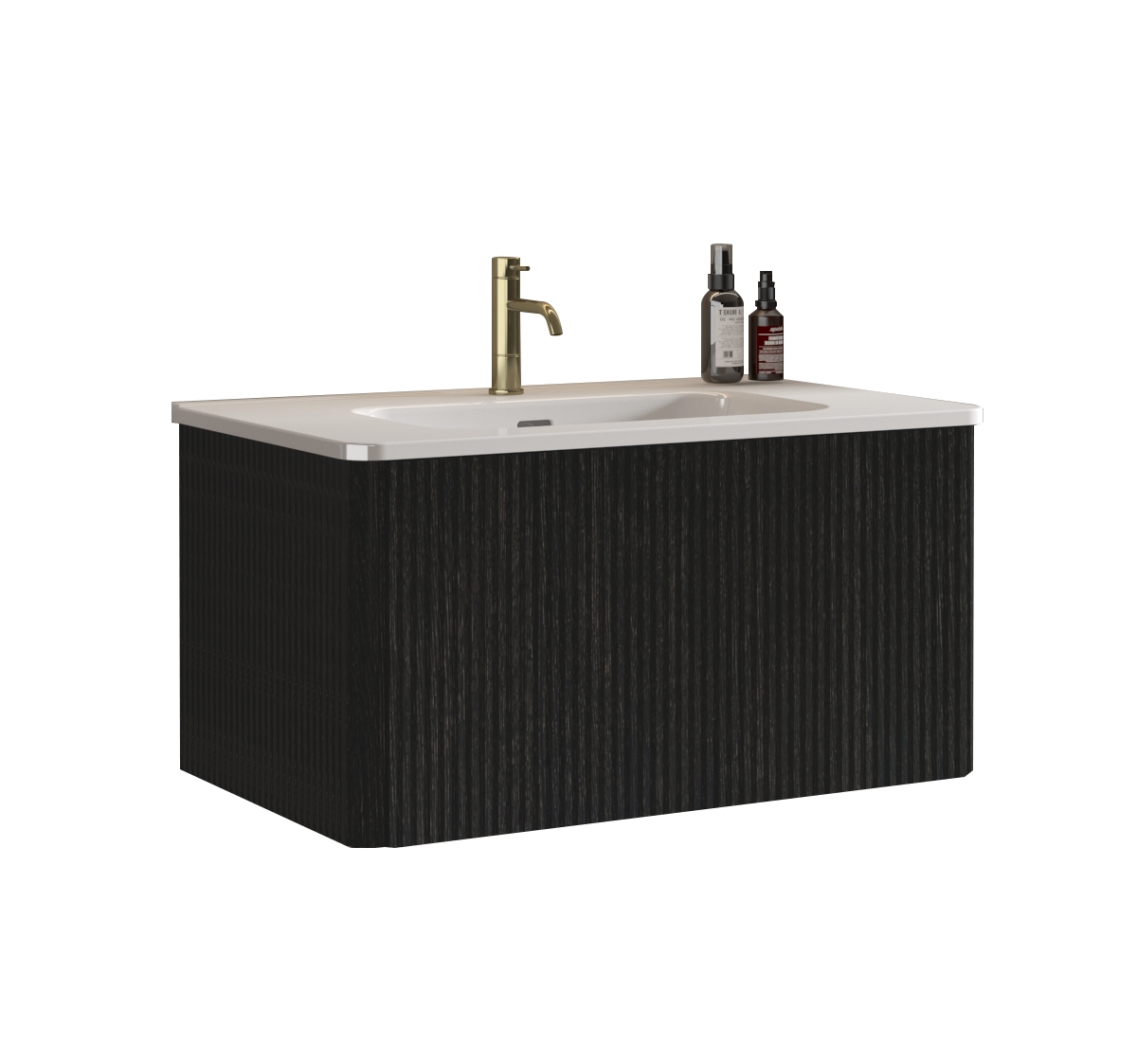 Casainc Etna 24" Wall-Mounted Vanity With Ceramic Sink and Striped Wood Grain