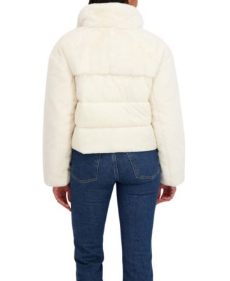 Women's Short Mix Media Puffer Jacket