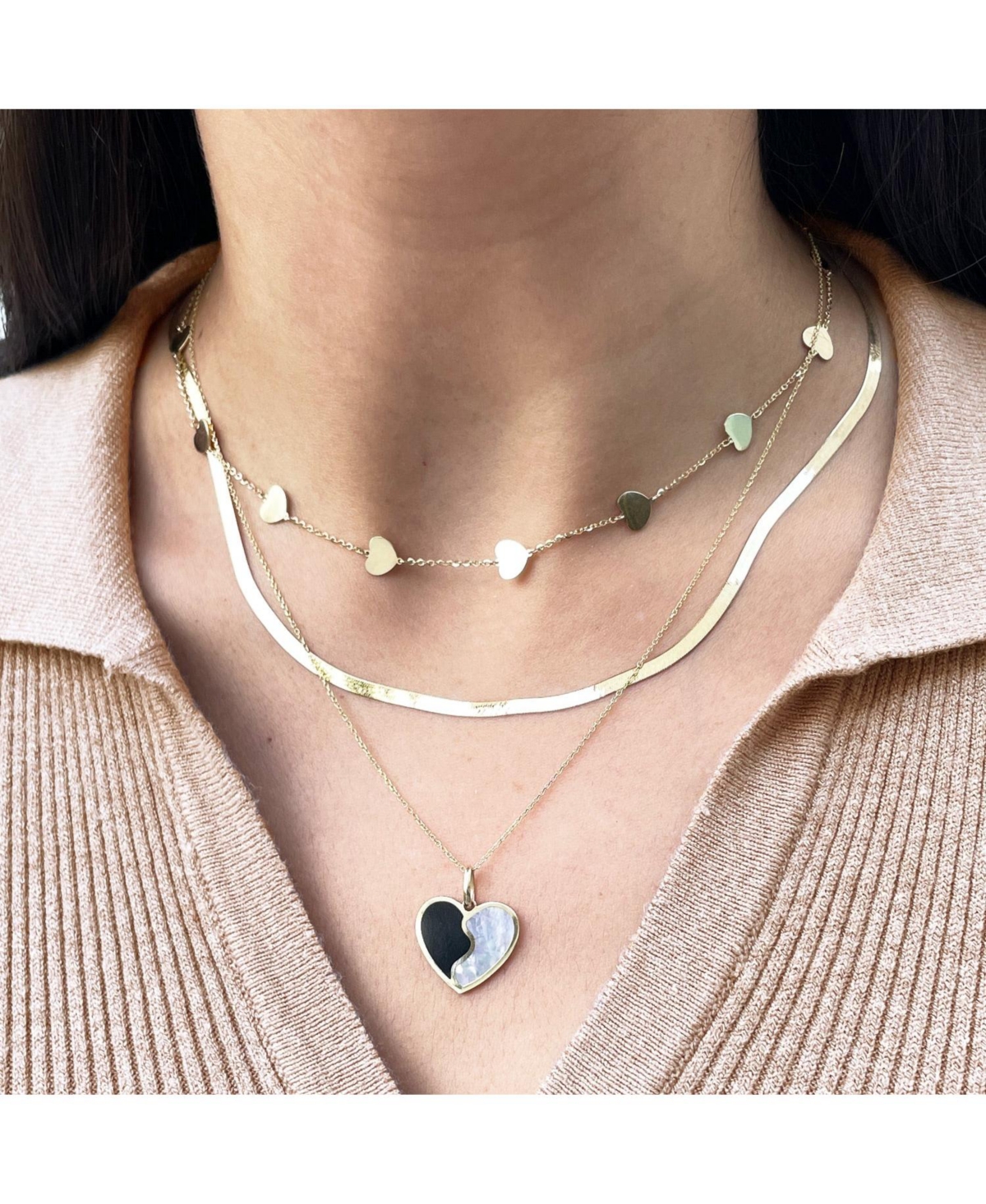 The Lovery Mini Herringbone Necklace 14K Gold - 3 millimeters