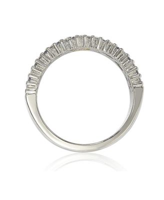 Suzy Levian Sterling Silver Sapphire & Created White Sapphire Half Band