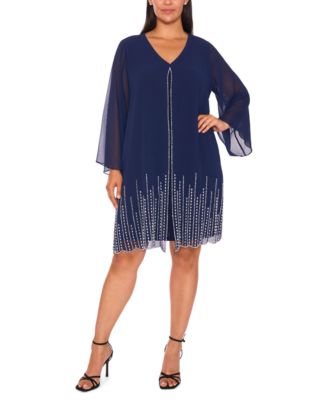 Plus-Size Women's V-Neck Midi Dress