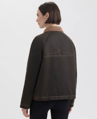 Women's Short Faux Fur-Lined Waxed Jacket