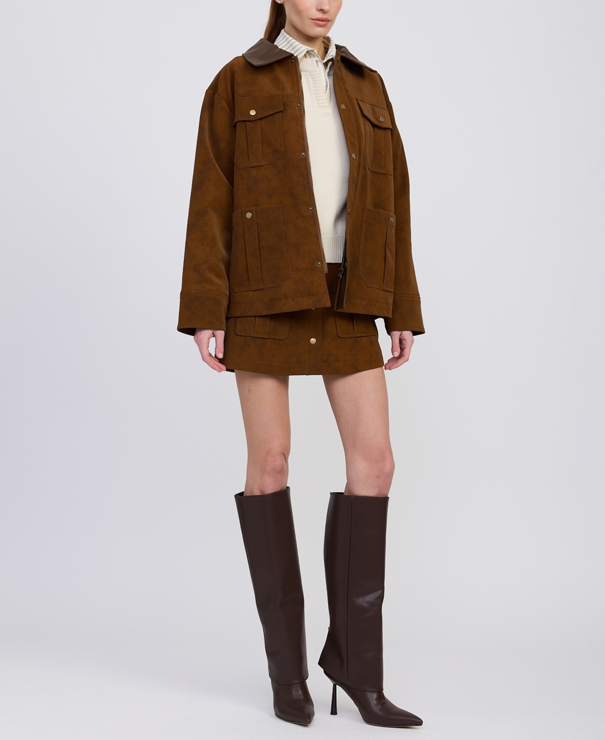 En Saison Eloise Chore Jacket Brown In Brown