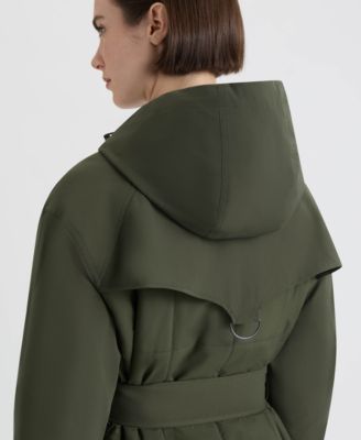 Women's Hooded Belt Trench Coat