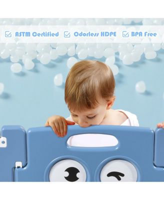 16-Panel Foldable Baby Playpen Kids Activity Centre w/ Lock Door & Rubber Mats