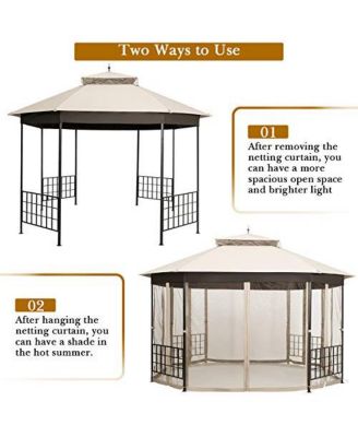 10 x 12  Octagonal Patio Gazebo with Mosquito Net
