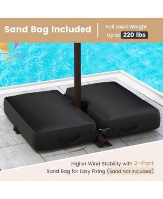 10 Feet Solar Offset Hanging Umbrella with 40 Lamp Beads and Solar Panel