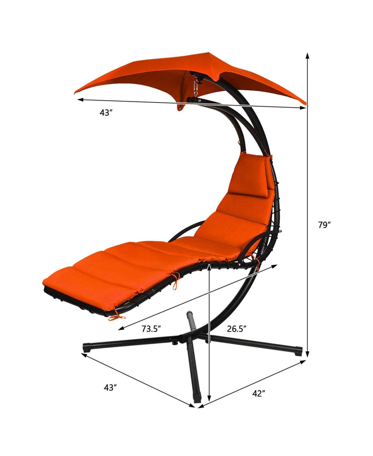Gymax Patio Hammock Swing Chair Hanging Chaise w/ Cushion Pillow Canopy