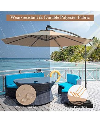 10 Feet Offset Hanging Umbrella with Base and Infinite Tilt