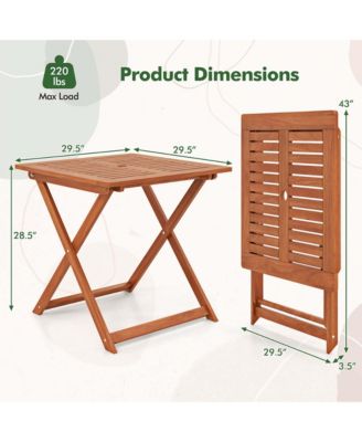 29.5" x 29.5" Patio Dining Table with Teak Painting 2" Umbrella Hole
