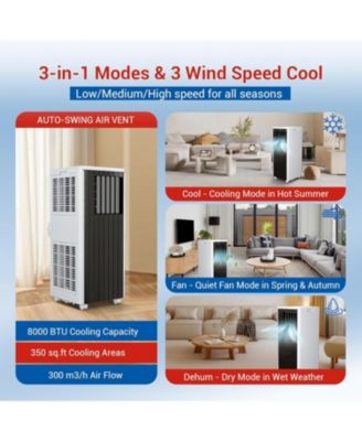 8000 BTU Portable Air Conditioner Compact Lightweight Easy to Move with Wheels Quiet Operation Includes Venting Kit Air Conditioner