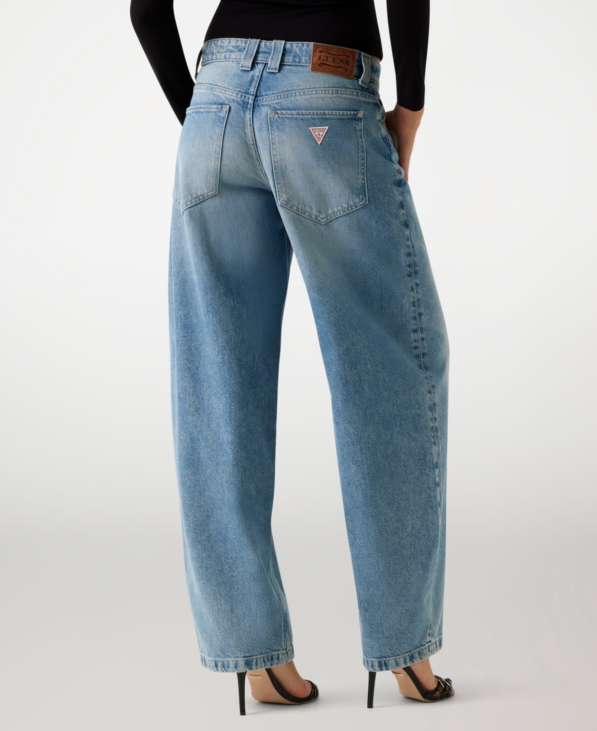 Guess Women's Baggy Balloon Barrel Mid Rise Jeans In Gray