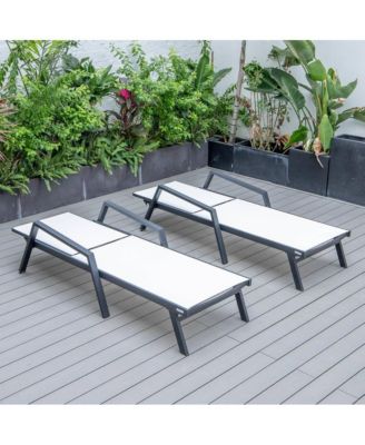 Lounge Chair With Armrests in Black Aluminum Frame, Set of 2