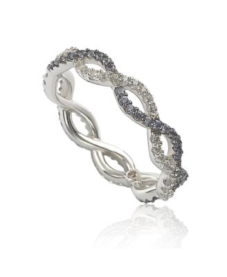 Suzy Levian Sterling Silver Sapphire & Created White Sapphire Infinity Twisted Eternity Band Ring