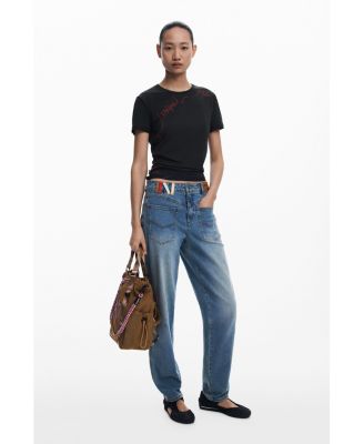 Women's T-shirt with embroidered phrase