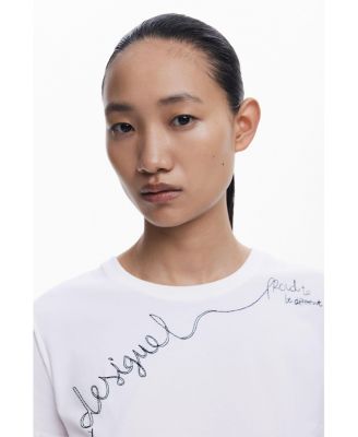 Women's T-shirt with embroidered phrase