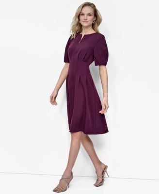 Women's Short Sleeve Crew Neck Fit & Flare Dress