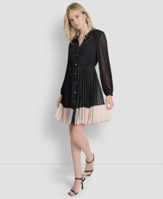 Women's Long Sleeve Collared Shift Dress