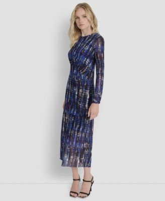 Women's Long Sleeve Crew Neck A Line Dress