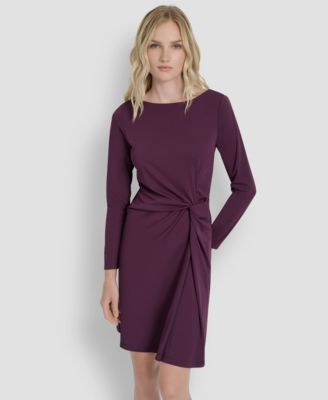 Women's Long Sleeve Boat Neck Sheath Dress