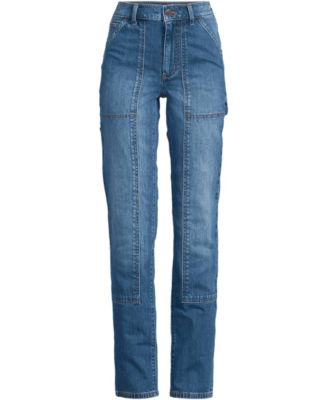 Women's Soft Denim High Rise Rail Straight Leg Utility Jeans