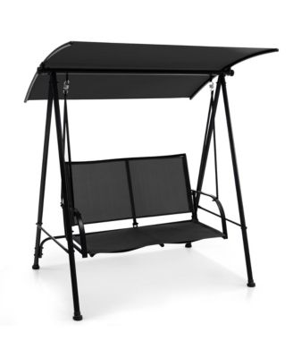 2-Person Patio Swing Seat Swing Bench Canopy Swing Loveseat Outdoor