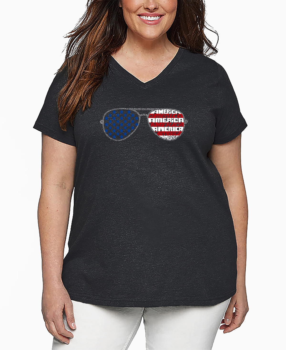 La Pop Art Plus Size Crazy Little Thing Called Love Word Art V-neck T-shirt In Gray