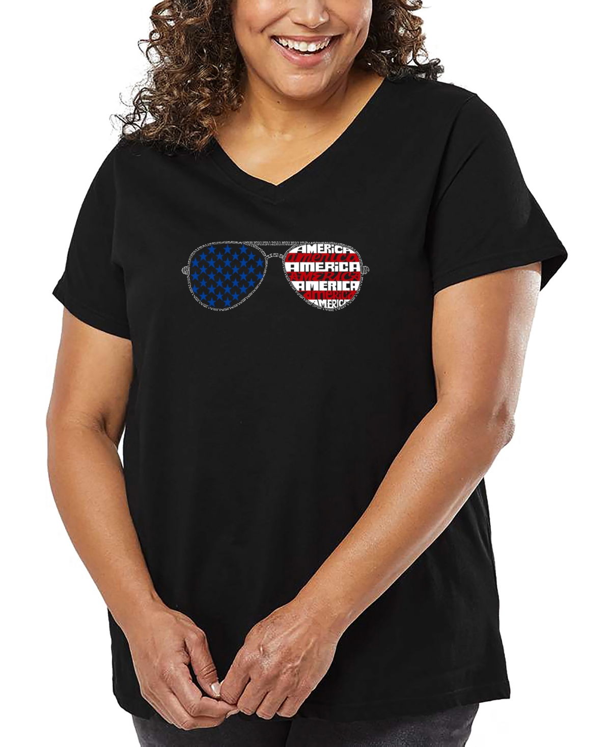 La Pop Art Plus Size All I Want For Christmas Is You Word Art V-neck T-shirt In Black
