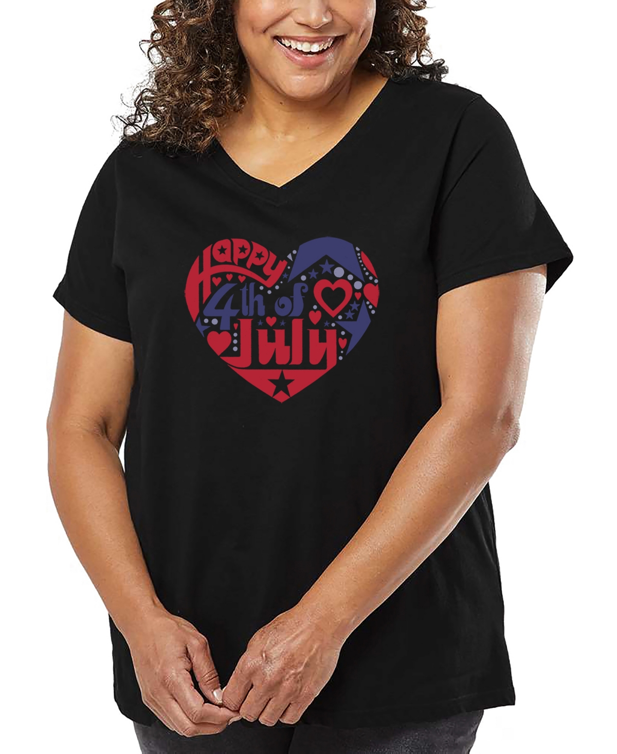 La Pop Art Plus Size Have Yourself A Merry Little Christmas Word Art V-neck T-shirt In Black